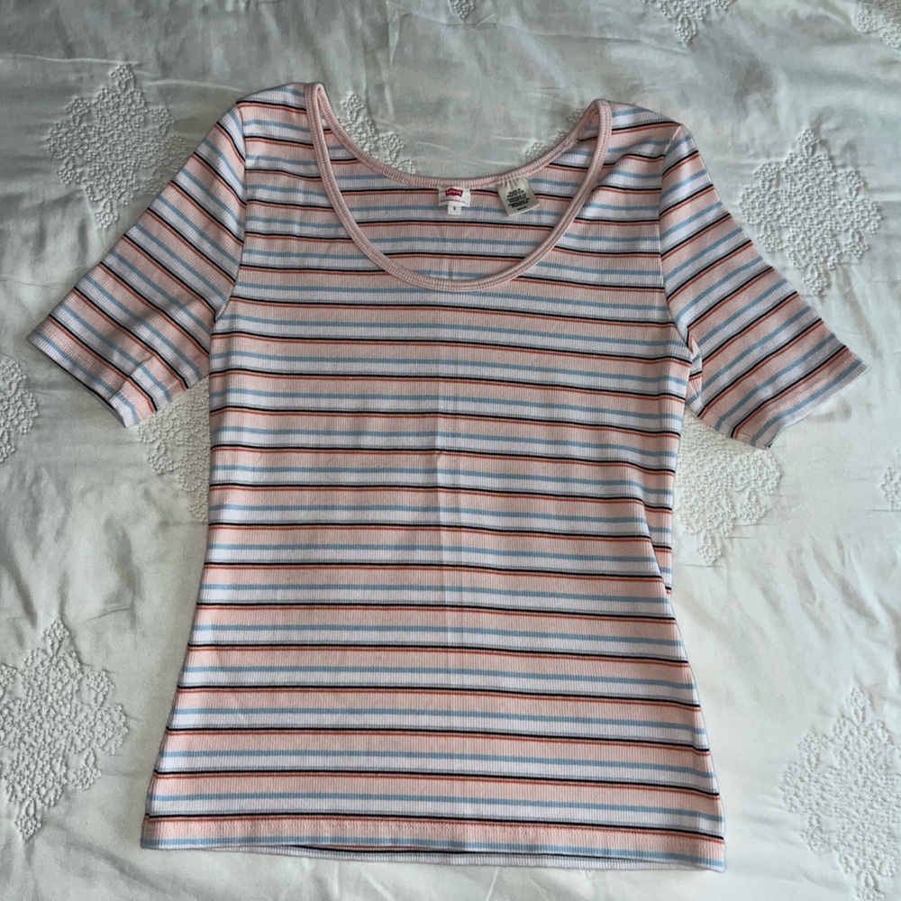 Striped Pink and White Women's Top